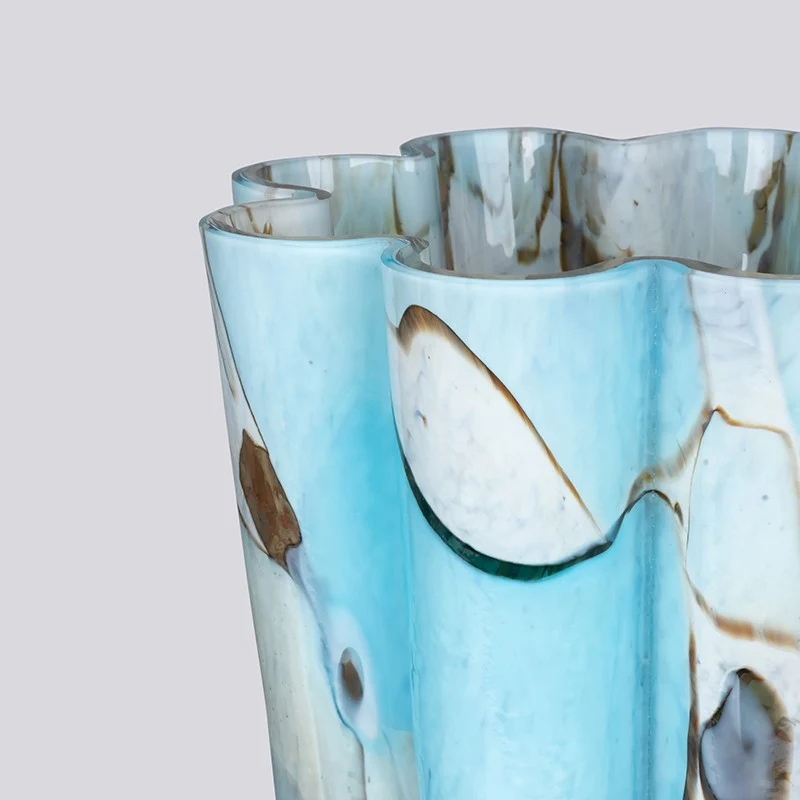 Stories of Italy Aquamarine Flower Bucket Vase