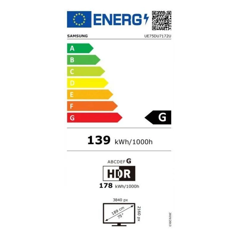 Samsung UE75DU7172U 75 Zoll TV 4K Ultra HD Smart TV Wi-Fi Black