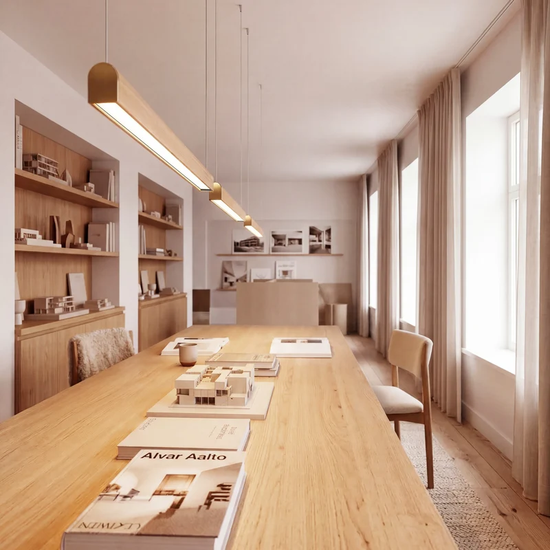 Tunto Curve - 880 mm - Oak / Gold Pendant