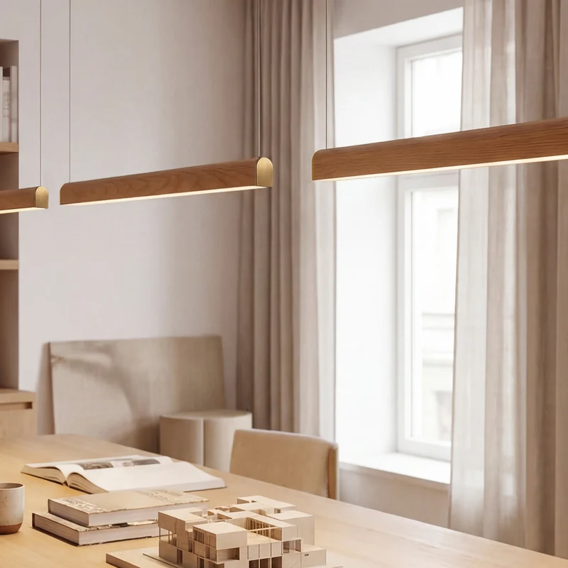 Tunto Curve - 1720 mm - Oak / Gold Pendant