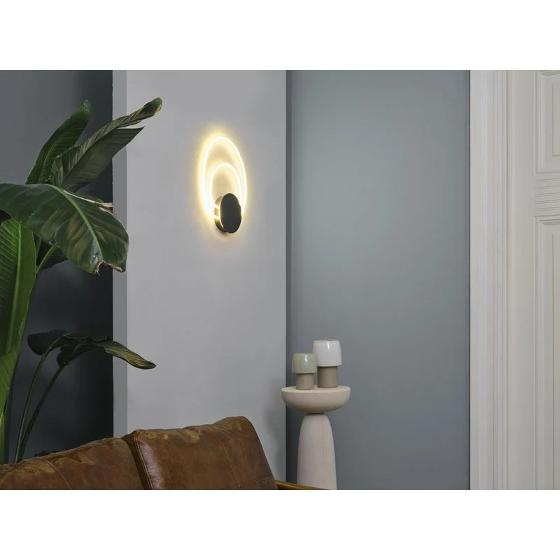 LEDVANCE Decor Helios Wandleuchte aus geschwungenem Polycarbonat mit LED und Filament-Design, mit Click Select, 12 W, 960 lm, 3000 K, 830 warmweiß, nicht dimmbar, dunkelgrau, Kunststoff (PC), IP20