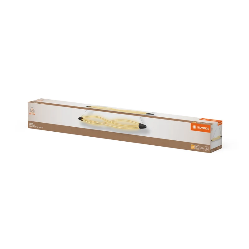 LEDVANCE Decor Swirl Pendelleuchte aus geschwungenem Polycarbonat mit LED und Filament-Design, 22 W, 2400 lm, 3000 K, 830 warmweiß, Click dimmbar, dunkelgrau, Kunststoff (PC), IP 20