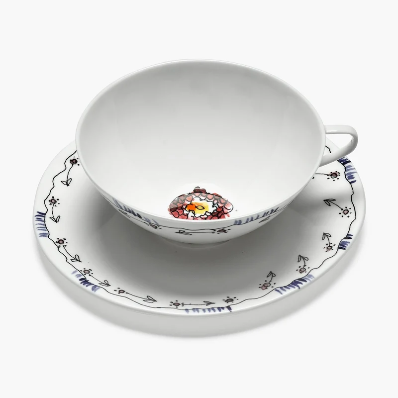 Serax Midnight Flowers Tea Cup with Saucer