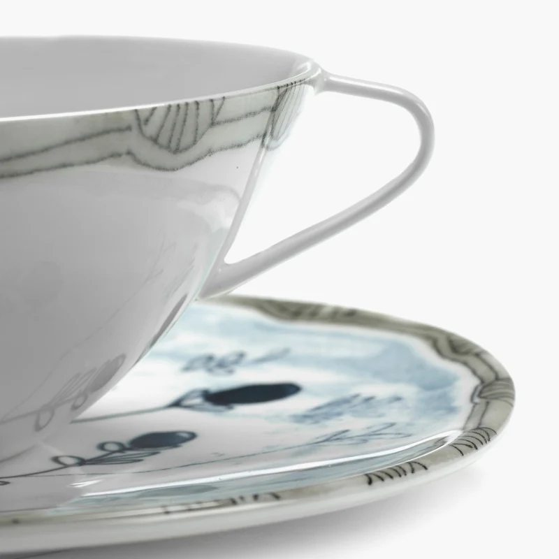 Serax Midnight Flowers Soup Bowl with Saucer