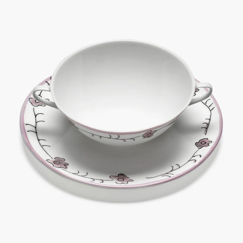 Serax Midnight Flowers Soup Bowl with Saucer