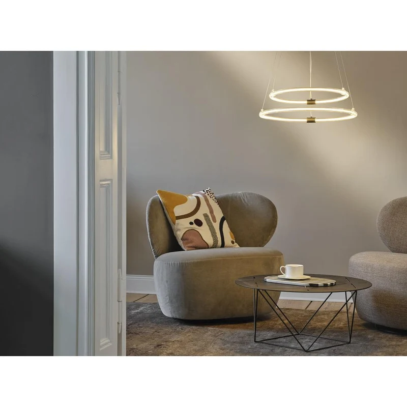 LEDVANCE Decor Aura, 2-flammige Pendelleuchte aus geschwungenem Polycarbonat mit LED und Filament-Design, 21W, 2400 lm, 3000 K, 830 warmweiß, Click dimmbar, dunkelgrau, Kunststoff (PC), 498 mm, IP20