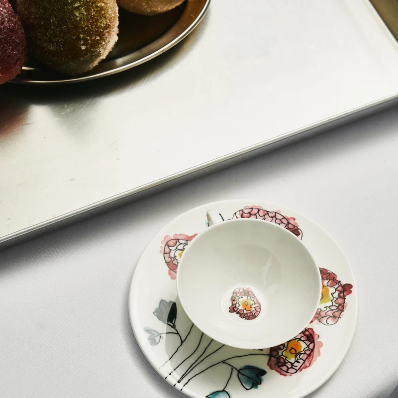 Serax Midnight Flowers Coffee Cup Low with Saucer