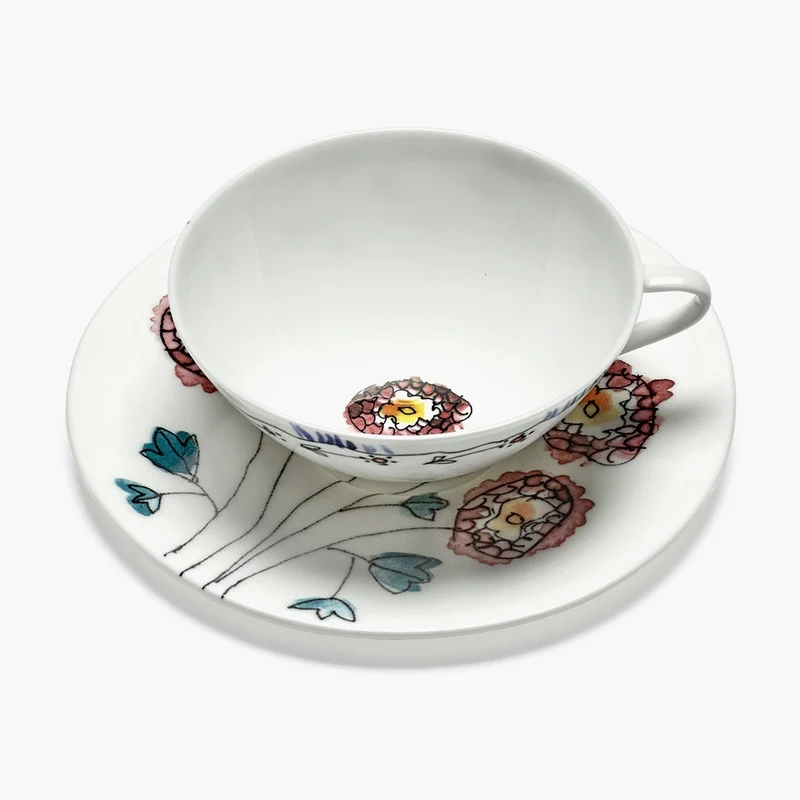 Serax Midnight Flowers Coffee Cup Low with Saucer