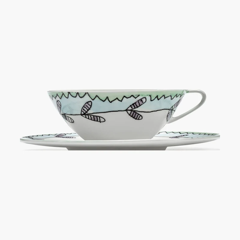 Serax Midnight Flowers Coffee Cup Low with Saucer