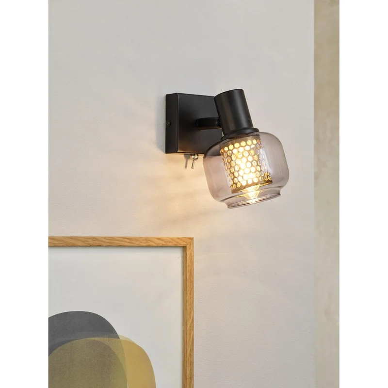 LEDVANCE DECOR Spot Firefly Wandleuchte, 1x2. 8W, E14, 250lm, 2700K, warmweiß, dimmbar, IP20, Metall/Glas, schwarz, LED enthalten und austauschbar