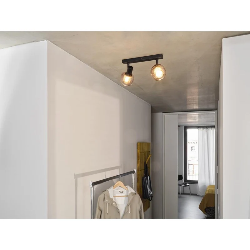LEDVANCE DECOR Spot Firefly Wandleuchte, 2x2. 8W, E14, 500lm, 2700K, warmweiß, dimmbar, IP20, Metall/Glas, schwarz, LED enthalten und austauschbar