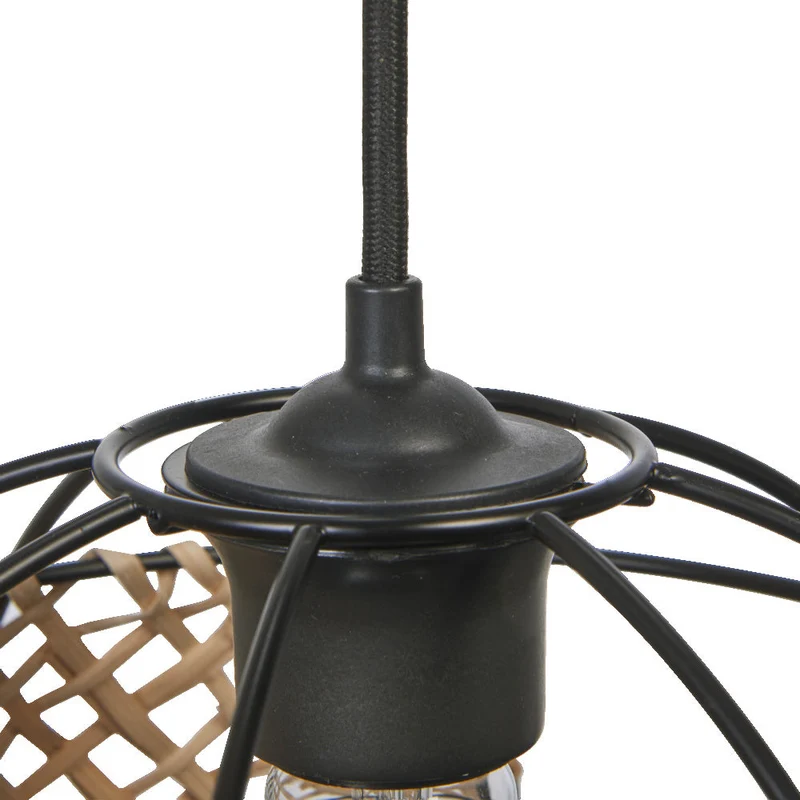 LEDVANCE DECOR Cage Globe Pendant Hängeleuchte, E27, nicht dimmbar, IP20, Rattan/Metall, 300mm, schwarz/braun