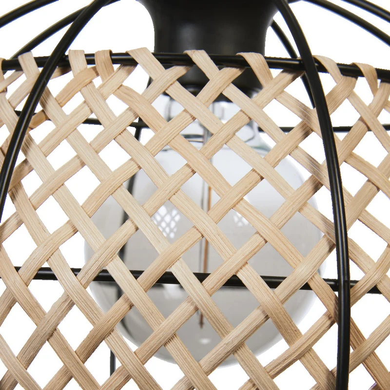 LEDVANCE DECOR Cage Globe Pendant Hängeleuchte, E27, nicht dimmbar, IP20, Rattan/Metall, 300mm, schwarz/braun