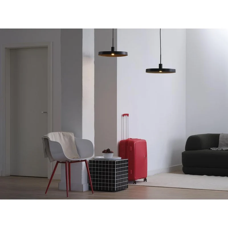 LEDVANCE Decor Plate dekorative Hängelampe mit tellerförmigem Lampenschirm, 400mm, mit E27 Fassung, IP20, Metall, schwarz/beige