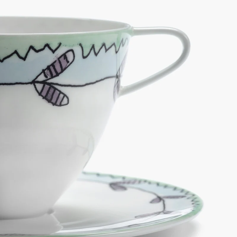Serax Midnight Flowers Cappuccino Cup with Saucer