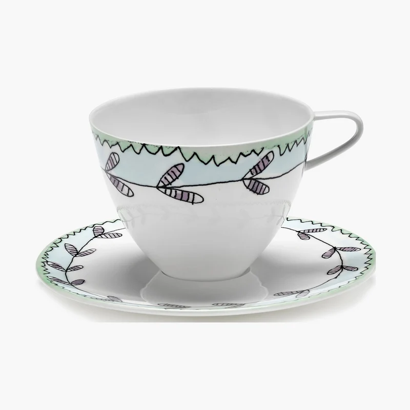 Serax Midnight Flowers Cappuccino Cup with Saucer