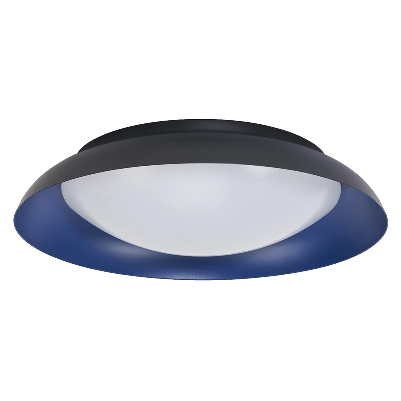 LEDVANCE Orbis Plate LED-Deckenleuchte, schwarz-blau, 35W, 1700lm, 3000K, 430mm, 830 freundliches Warmweiß, durch Kicken in 3-Stufen dimmbar, IP20 Schutz, Montageschrauben und Dübel inklusive