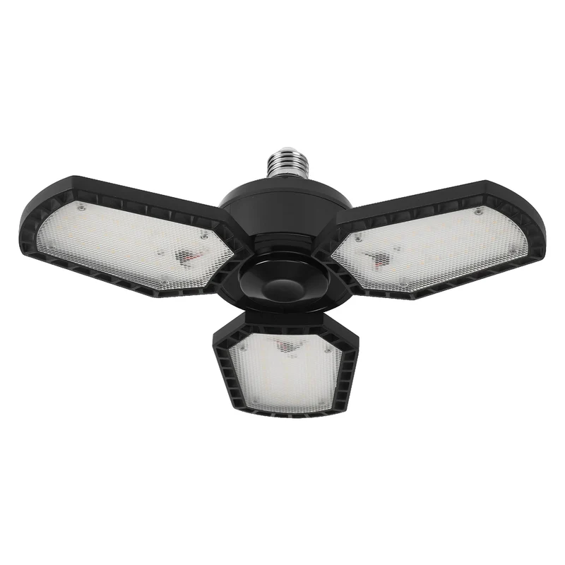 LEDVANCE Highbay Blade Deckenlampe in Schwarz, Aluminium, mit verstellbaren Lichtflügeln, bietet 40 W bzw. 4300 lm in Neutralweiß mit 4000 K, E27 Schraubgewinde, 337. 5 mm Durchmesser, IP20