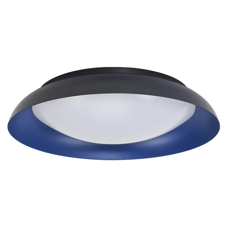 LEDVANCE Orbis Plate LED-Deckenleuchte, schwarz-blau, 45W, 2200lm, 3000K, 480mm, 830 freundliches Warmweiß, durch Kicken in 3-Stufen dimmbar, IP20 Schutz, Montageschrauben und Dübel inklusive