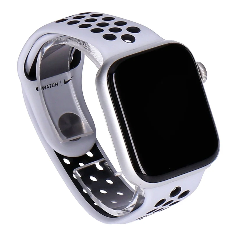 Apple Watch SE Nike 44mm GPS Silber Aluminiumgehäuse, Sportarmband Platinum/Schwarz