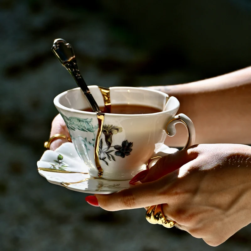 Seletti Kintsugi Tea Cup with Saucer