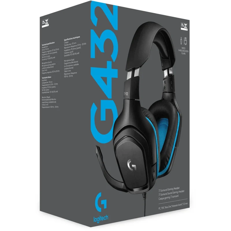 Logitech G432 Wired 7.1 Surround Gaming Headset Schwarz