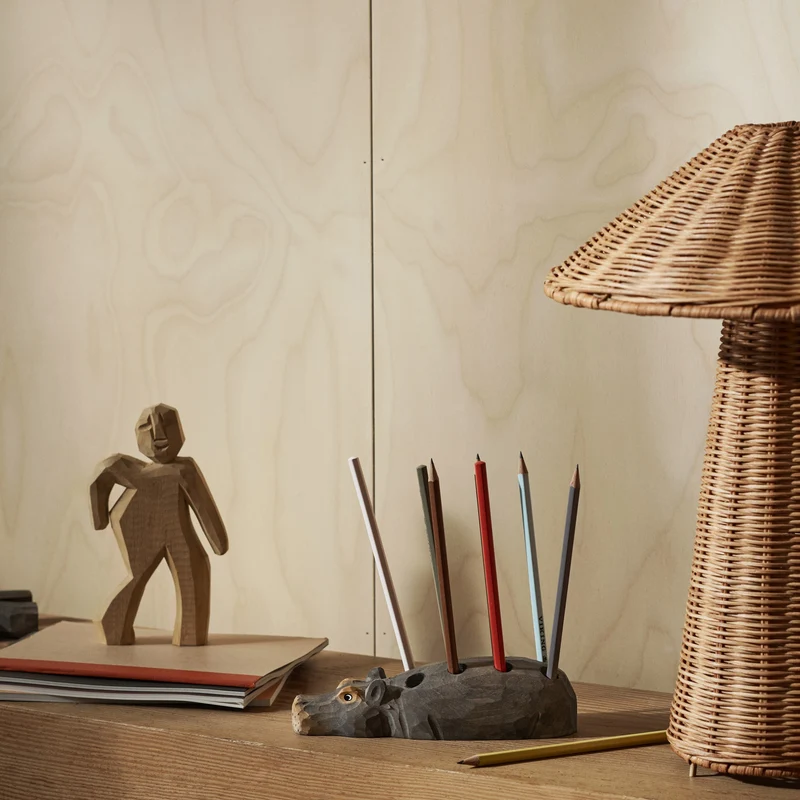 Ferm Living Hippo Pencil Holder - Hand-carved