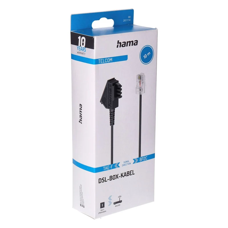 Hama 00201114 Telefonkabel 10 m Schwarz