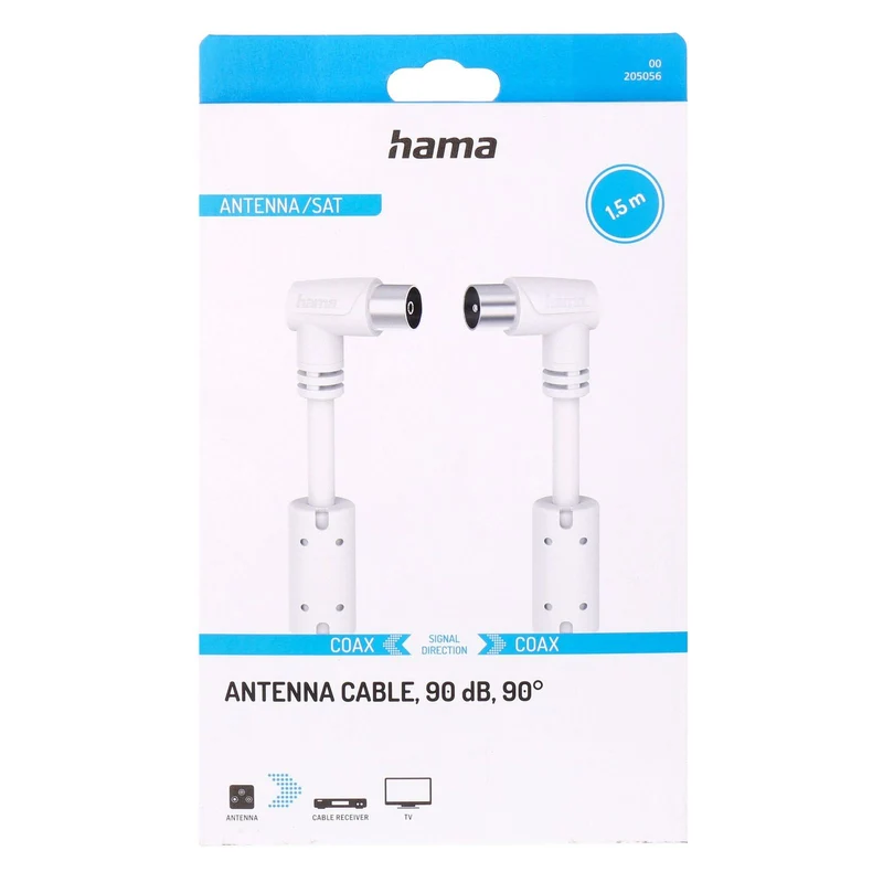 Hama Antennen Kabel 90dB 90° 1,5m weiß