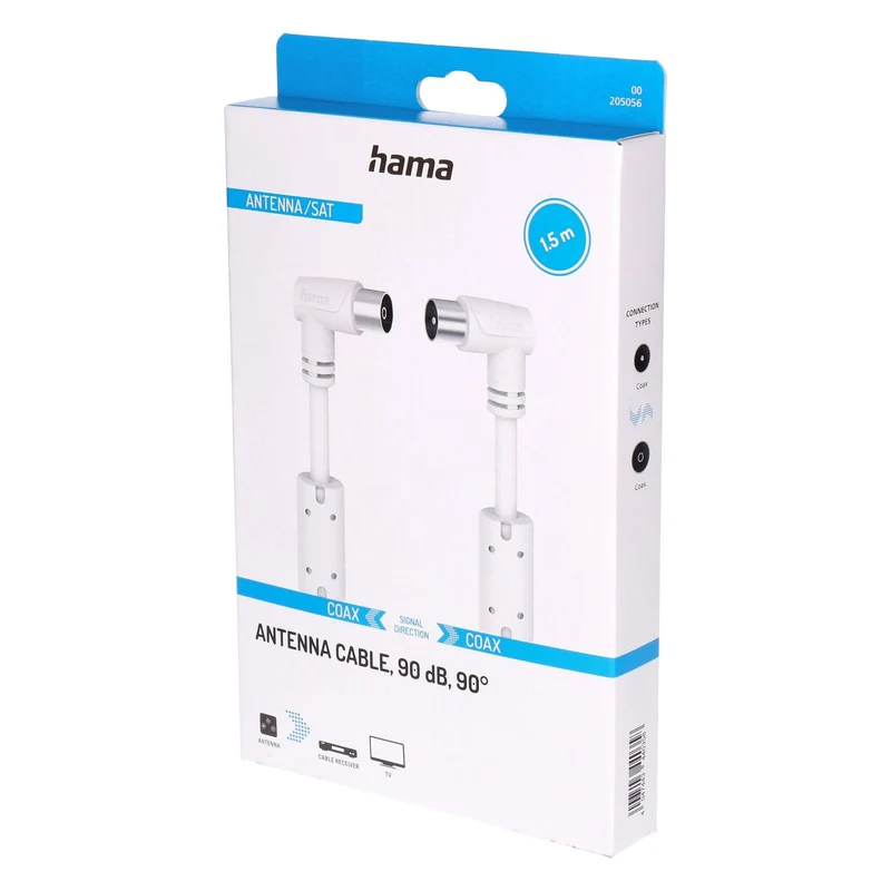 Hama Antennen Kabel 90dB 90° 1,5m weiß