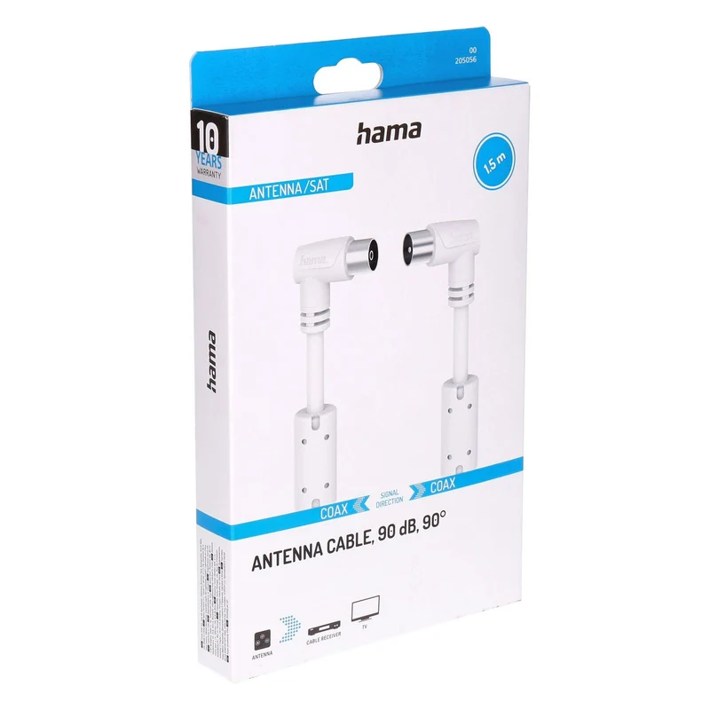 Hama Antennen Kabel 90dB 90° 1,5m weiß
