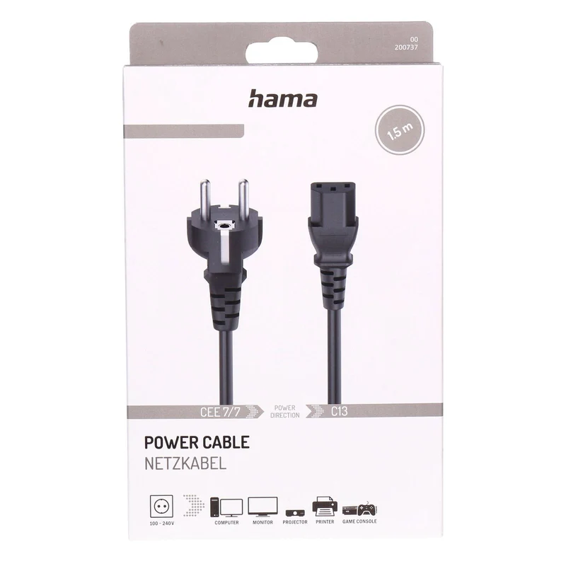 Hama 00200737 Stromkabel Schwarz 1,5 m Netzstecker Typ C C14-Koppler