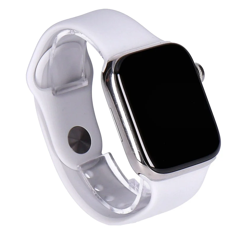 Apple Watch Series 8 45mm GPS + 4G Silber Edelstahlgehäuse mit Sportarmband Weiß