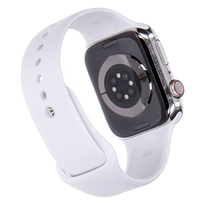 Apple Watch Series 8 45mm GPS + 4G Silber Edelstahlgehäuse mit Sportarmband Weiß