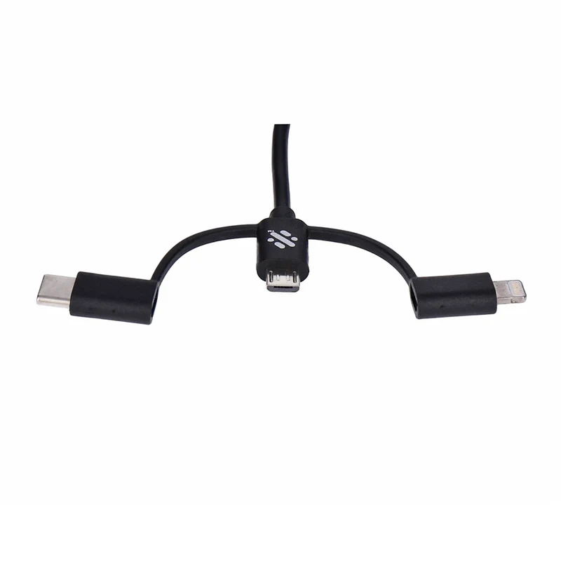 Swipe 3 in 1 USB-Lade- und Syncronisationskabel mit USB-C, Micro-USB, Lightning-Anschluss schwarz