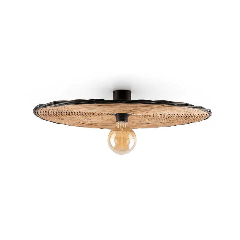Faro Costas H70 Black/Rattan Wall/Ceiling Lamp