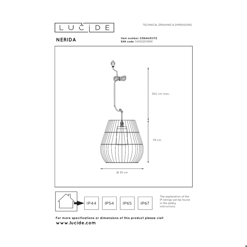 Lucide Nerida Outdoor Pendant Lamp
