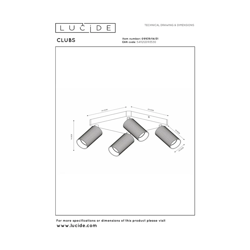 Lucide Clubs Ceiling Spotlight
