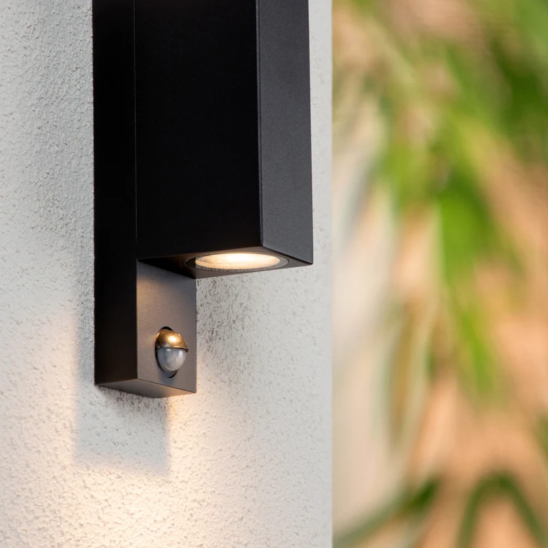 Lucide Zaro Outdoor Wall Light with Long-Range Sensor