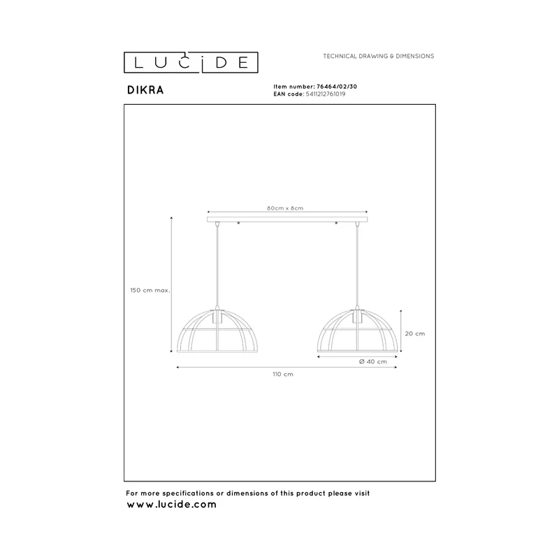 Lucide Dikra Pendant Light