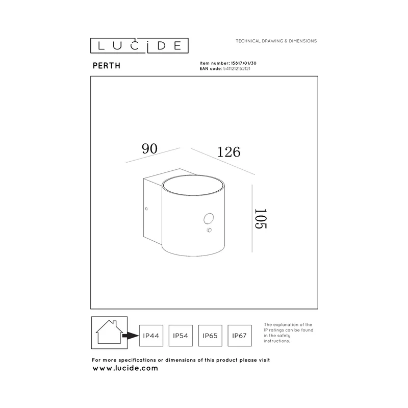 Lucide Perth Solar Outdoor Wall Light