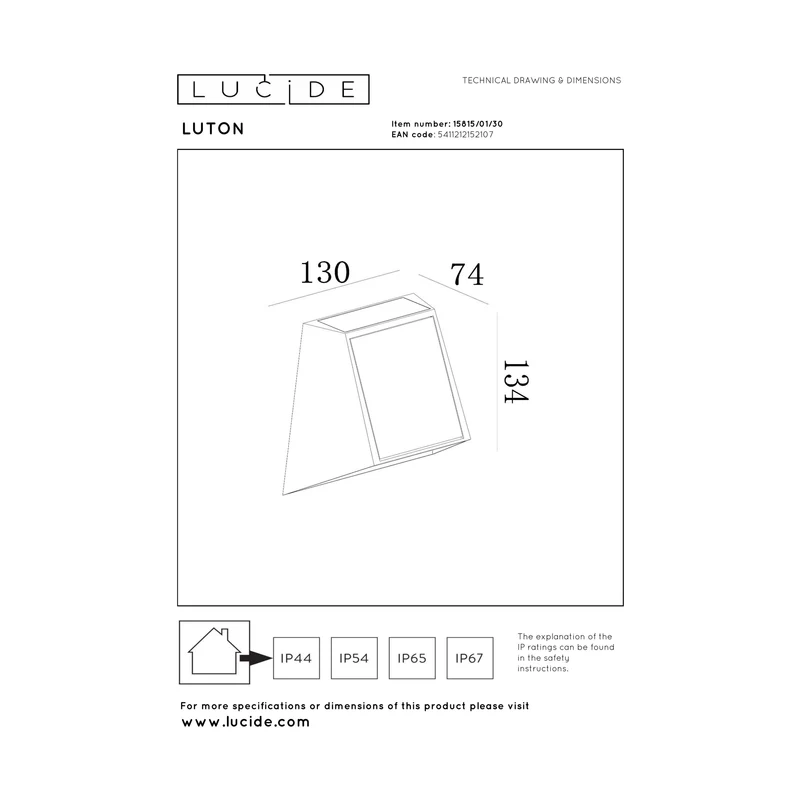 Lucide Luton Solar Outdoor Wall Light