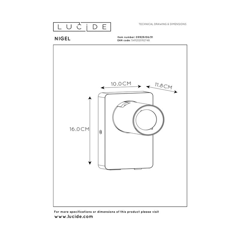 Lucide Nigel Wall Light with USB