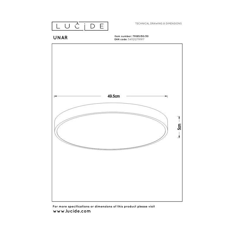 Lucide Unar Flush Ceiling Light