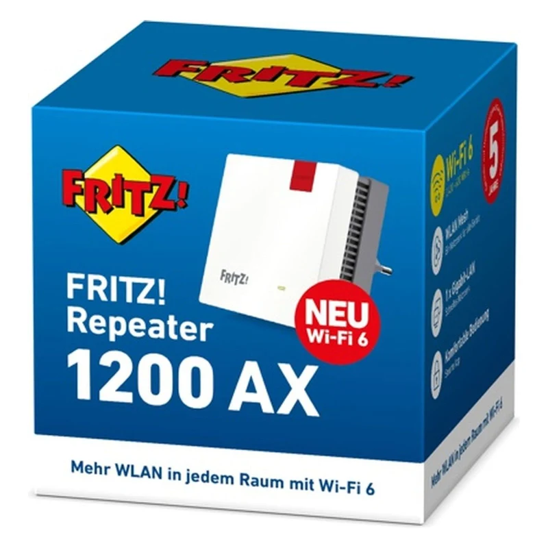AVM FRITZ!Repeater 1200 AX WLAN Mesh-Repeater (WiFi 6) bis zu 3.000MBit/s / 2,4/5GHz