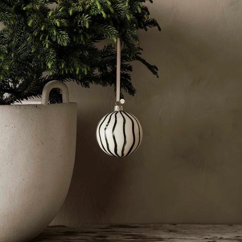 Ferm Living Christmas Glass Ornaments Lines - Set of 4