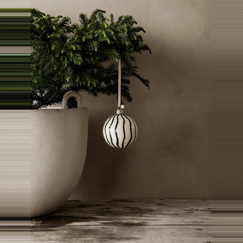Ferm Living Christmas Glass Ornaments Lines - Set of 4