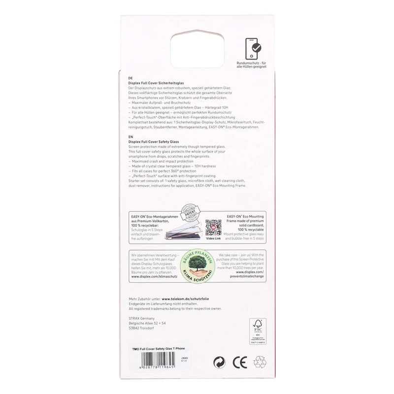 Displex Displayschutz T Phone Full Cover Sicherheitsglas