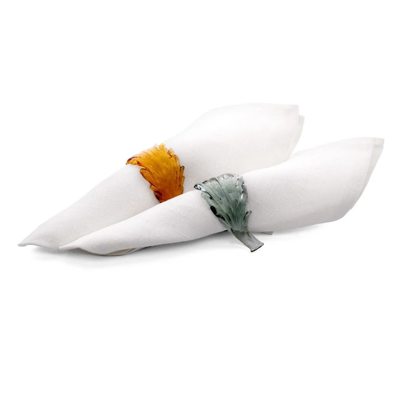 Casarialto Colored Leaves Glass Napkin Rings - Set of 6