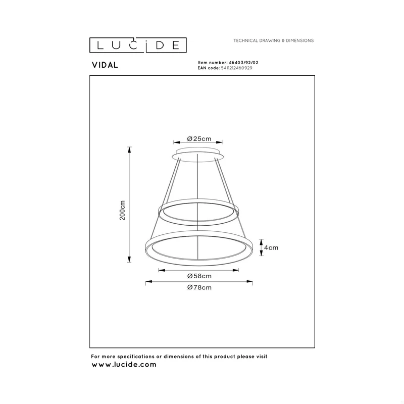Lucide Vidal Pendant Lamp